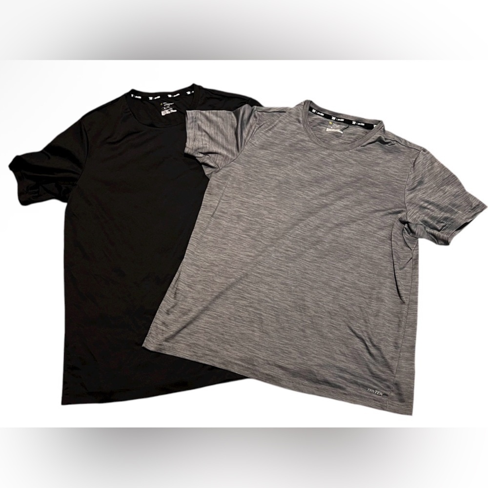 Set of 2 Tek Gear Mens Black and Gray DryTek Core Performance Active T-Shirt